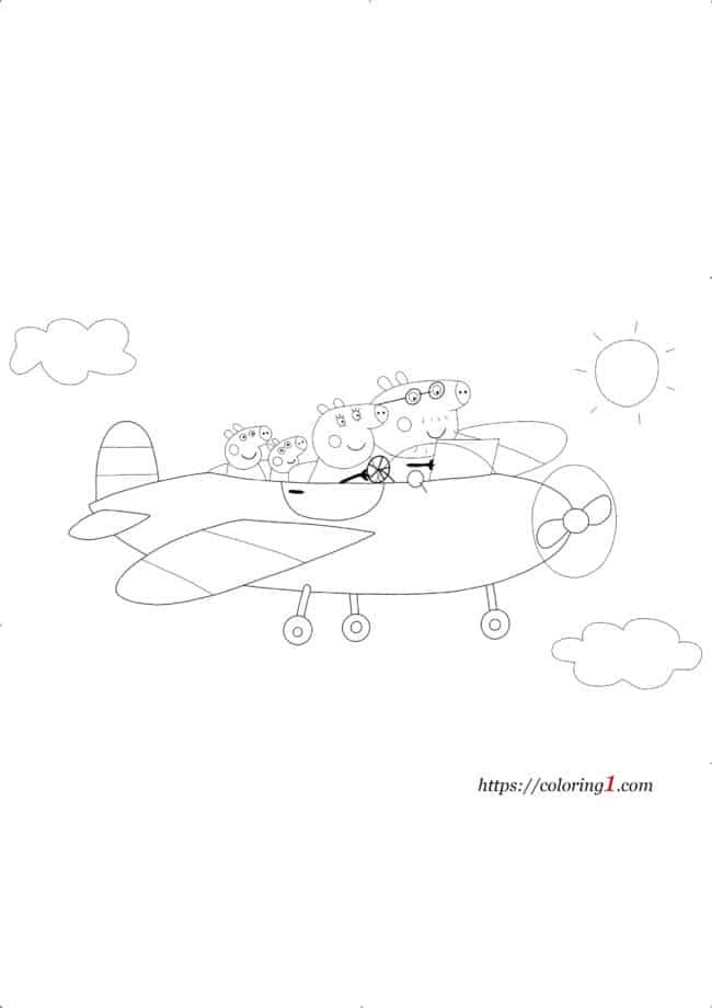 Peppa Pig Vliegtuig kleurplaat