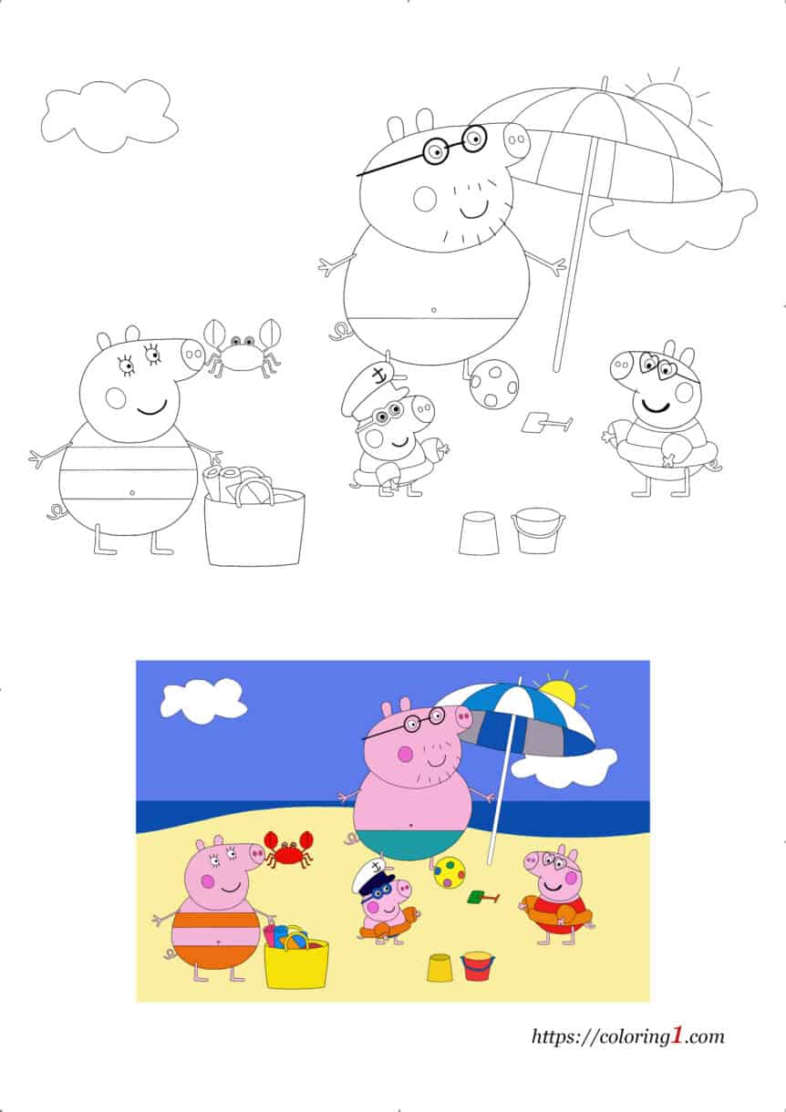 Peppa Pig Beach Coloring