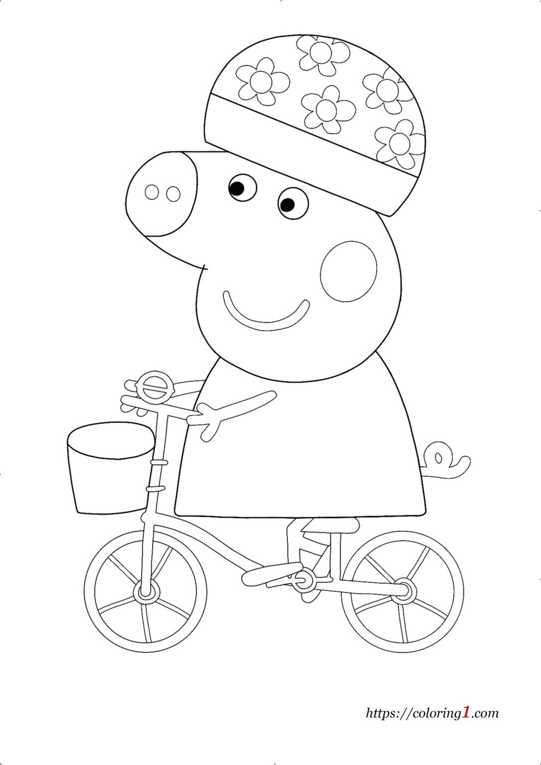 Coloriage Peppa Pig Velo  Coloriage Gratuit à Imprimer Dessin 2021