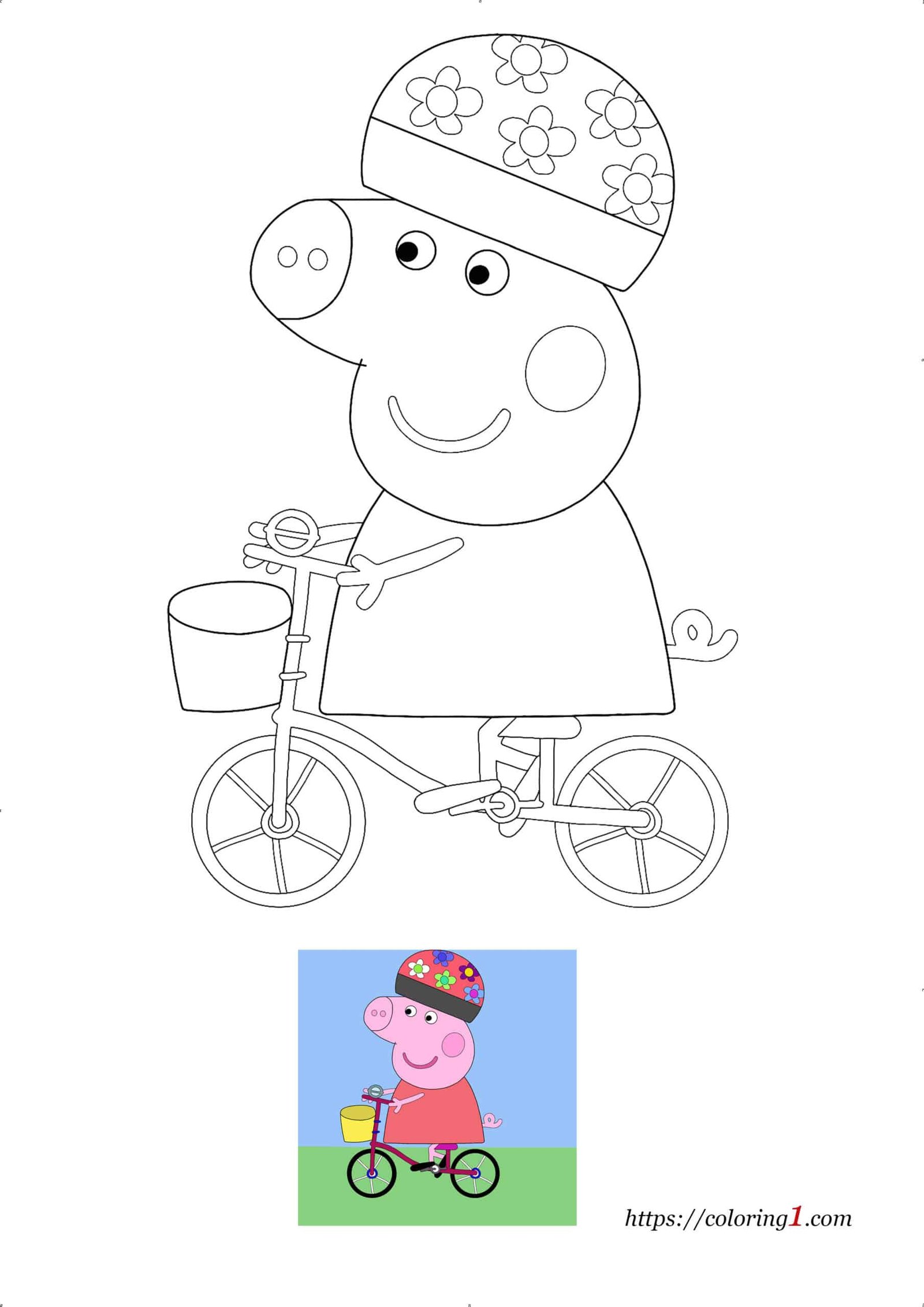 Peppa Pig Fiets kleurplaat om af te drukken pdf