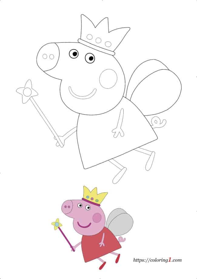 Peppa Pig Fairy free printable coloring page