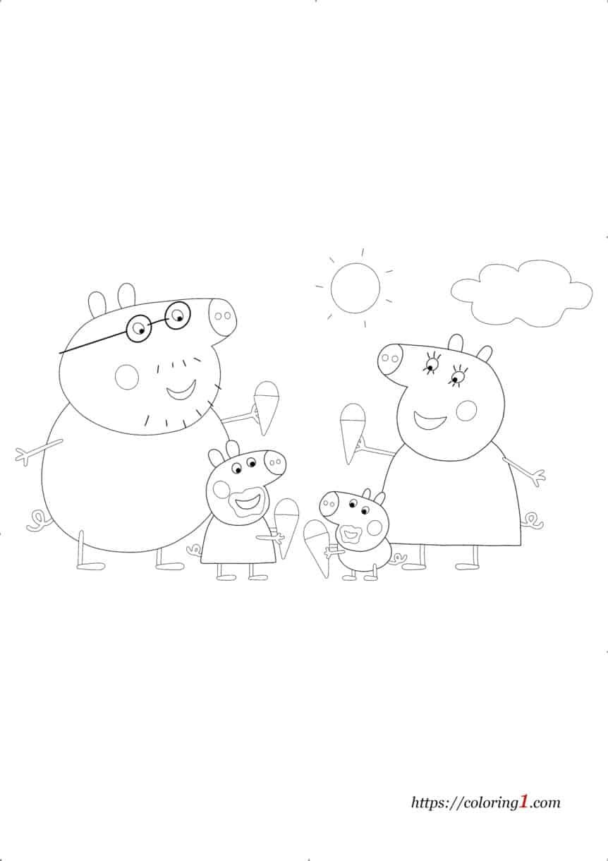 Peppa Pig Family Coloring Pages - 2 Free Coloring Sheets (2021)