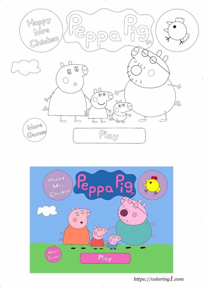 Peppa Pig Game printable coloring sheet