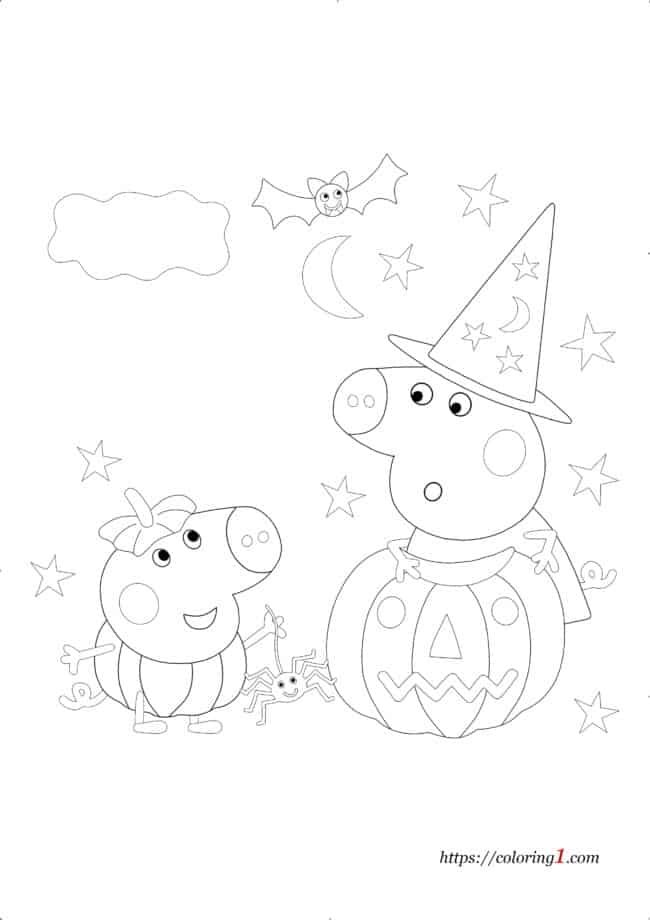 Peppa Pig Halloween coloring page