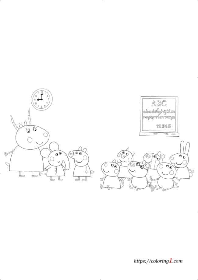 Peppa Pig School coloring page