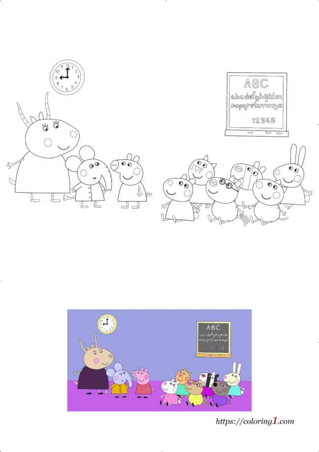 Peppa Pig School coloring page for kids