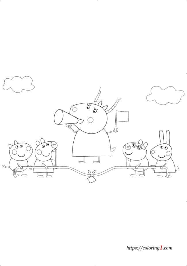 Peppa Pig Sports Day coloring page