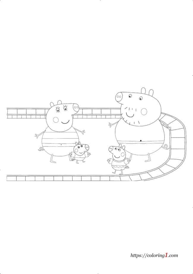 Peppa Pig Swimming Pool coloring page