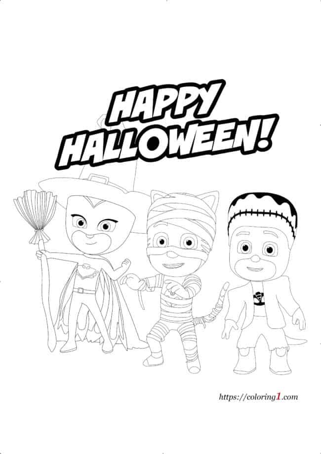 Pj Masks Happy Halloween coloring page