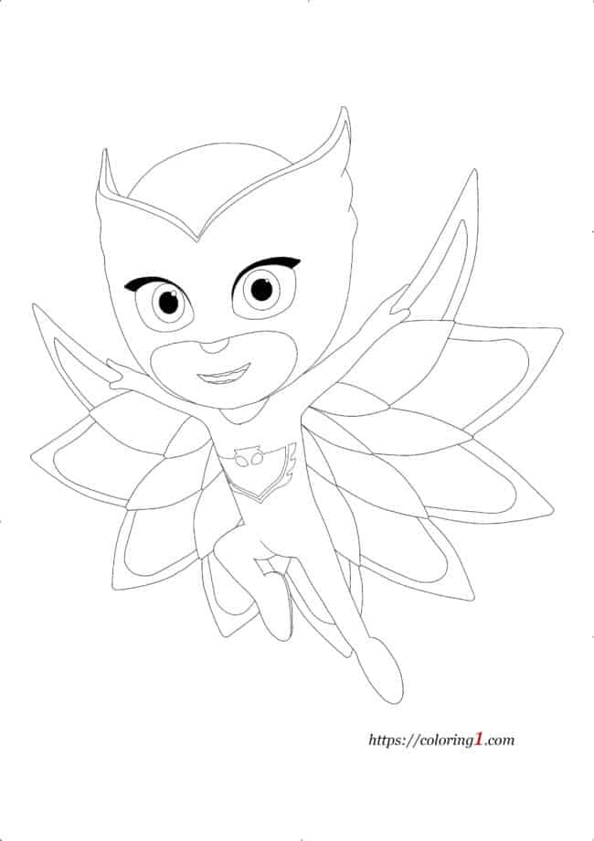 Pj Masks Owlette coloring page black and white