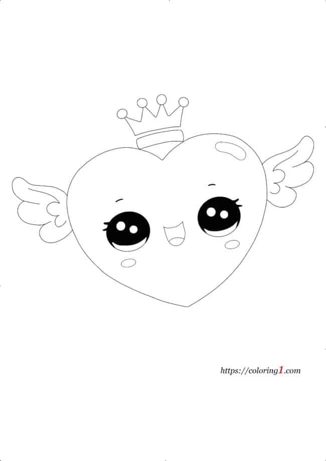 Easy Heart with Crown coloring page