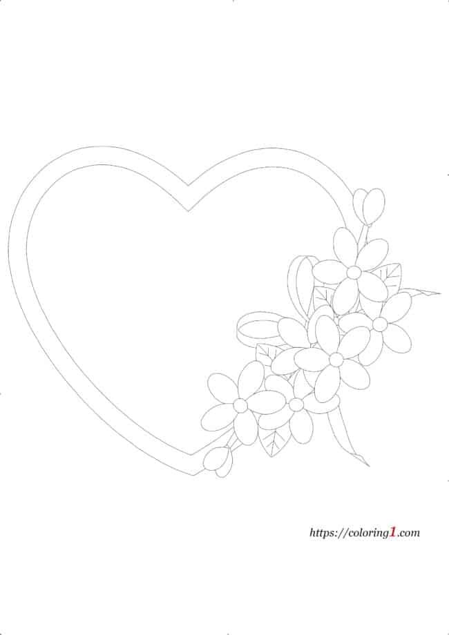 Flower Heart coloring page to print