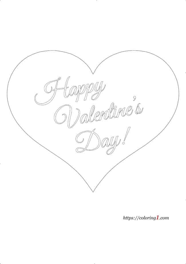 Gelukkige Valentijnsdag hart kleurplaat