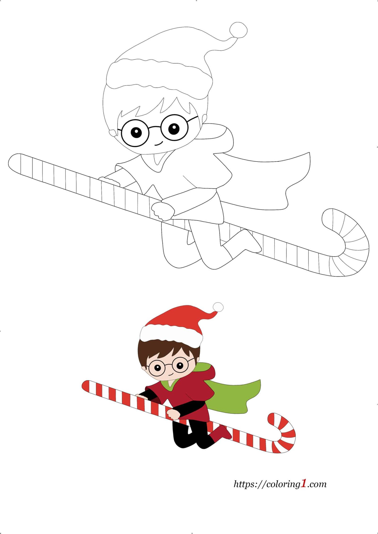 Harry Potter Christmas coloring page to print for kids