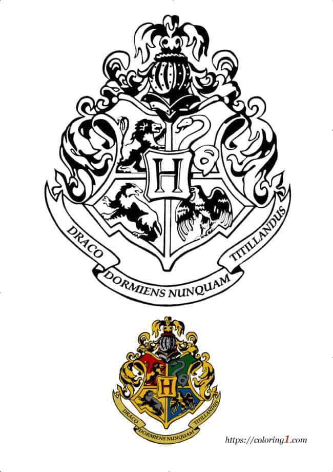 Harry Potter Hogwarts Logo Kleurplaat pdf voor volwassenen