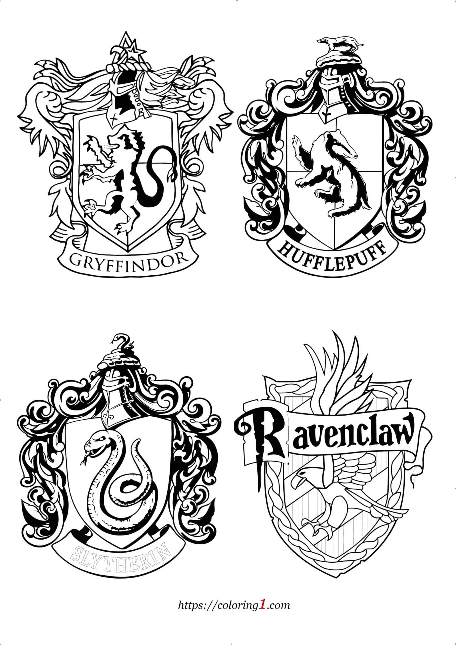 Harry Potter Hogwarts Huizen logo kleurplaten