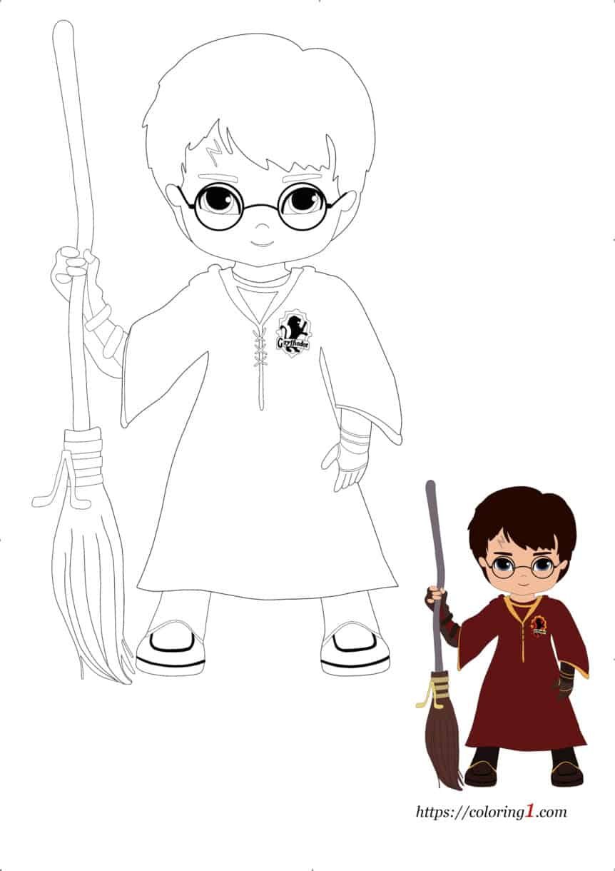 Coloriage Quidditch Harry Balai Magique Volant Dessin Harry Potter à  imprimer