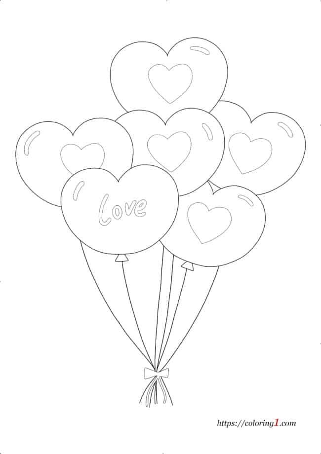 Heart Balloons coloring page