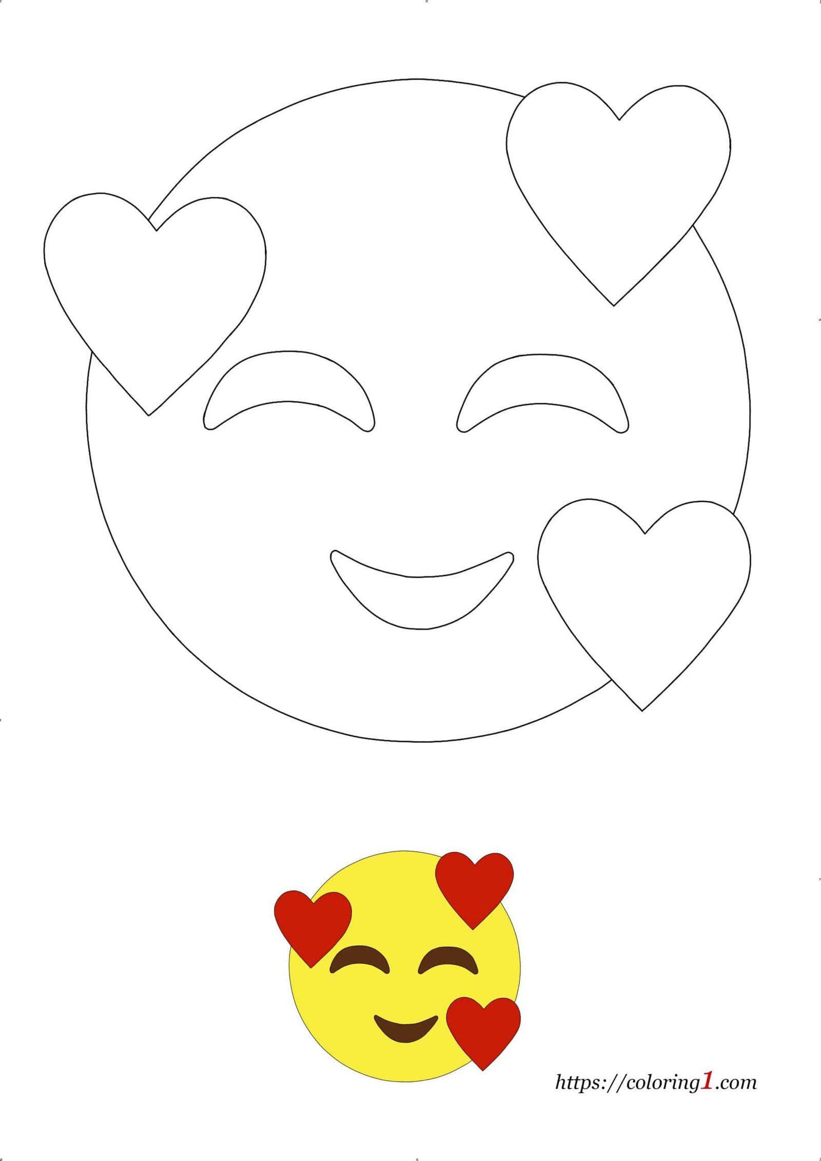 Hart Emoji schattige gratis kleurplaat voor kinderen