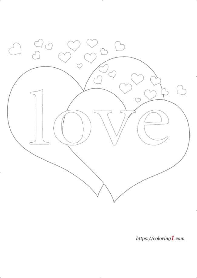 Hearts Love coloring page
