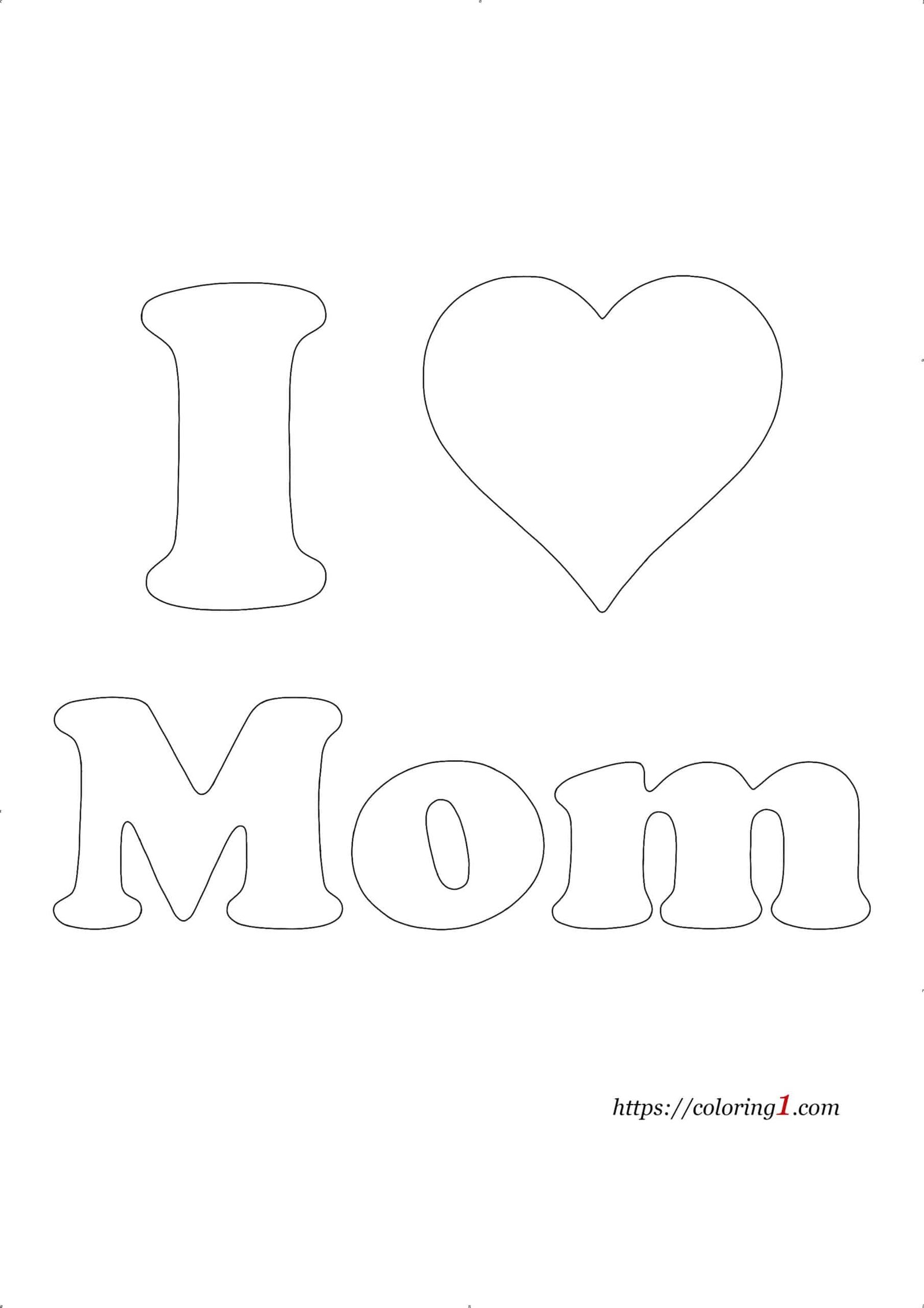 I Heart Mom coloring page