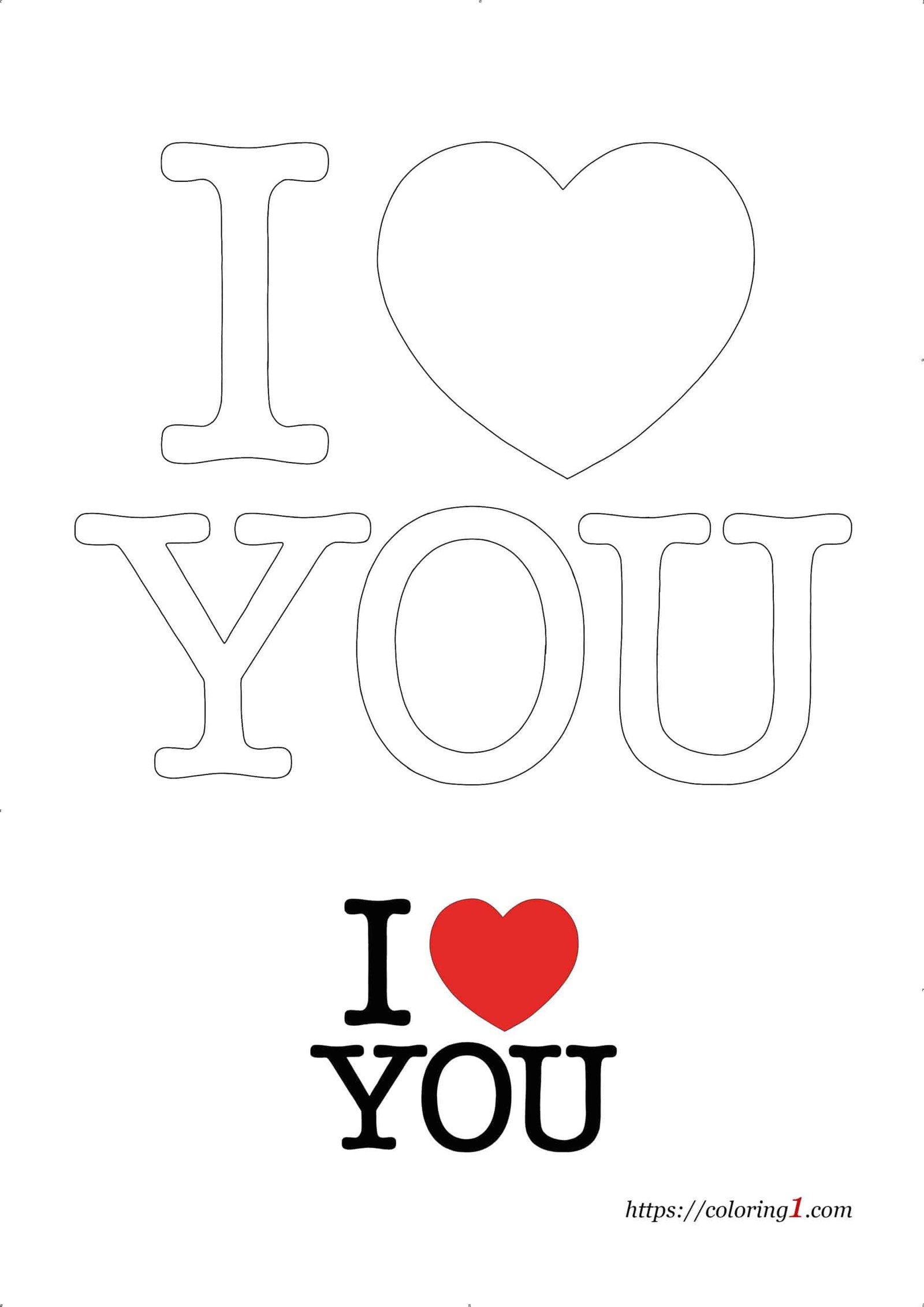 I Heart You easy coloring page to print