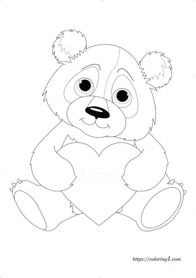 Coloriage Panda avec Coeur