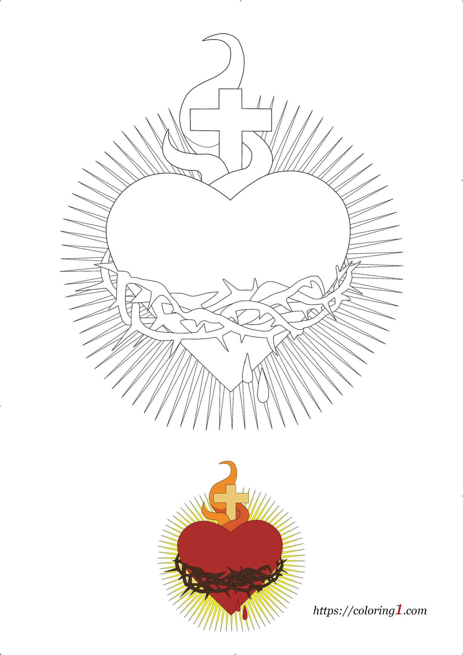 Sacred Heart free coloring page to print