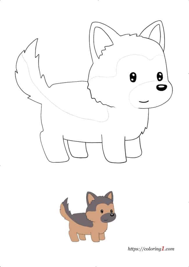 Anime Hond gratis printbaar kleurplaat met voorbeeld