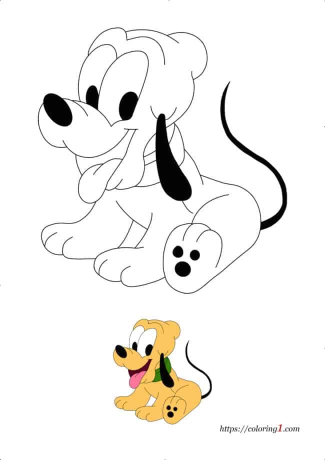 How to color Baby Dog Pluto coloring page online