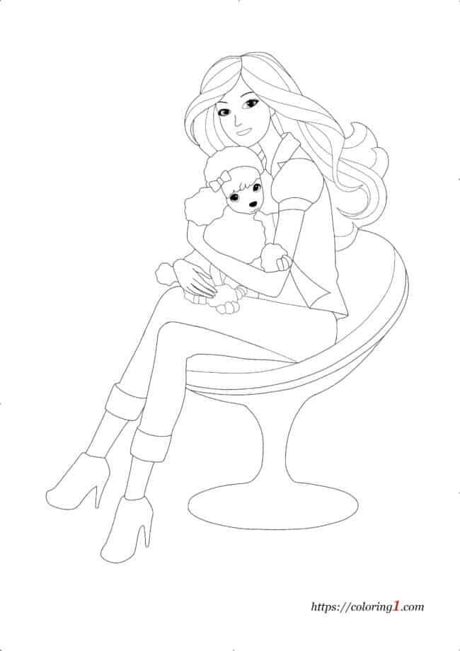 Barbie with Dog coloring page