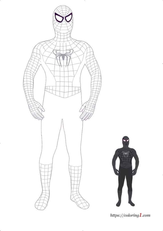 Black Spiderman printable coloring page (book) for teenagers