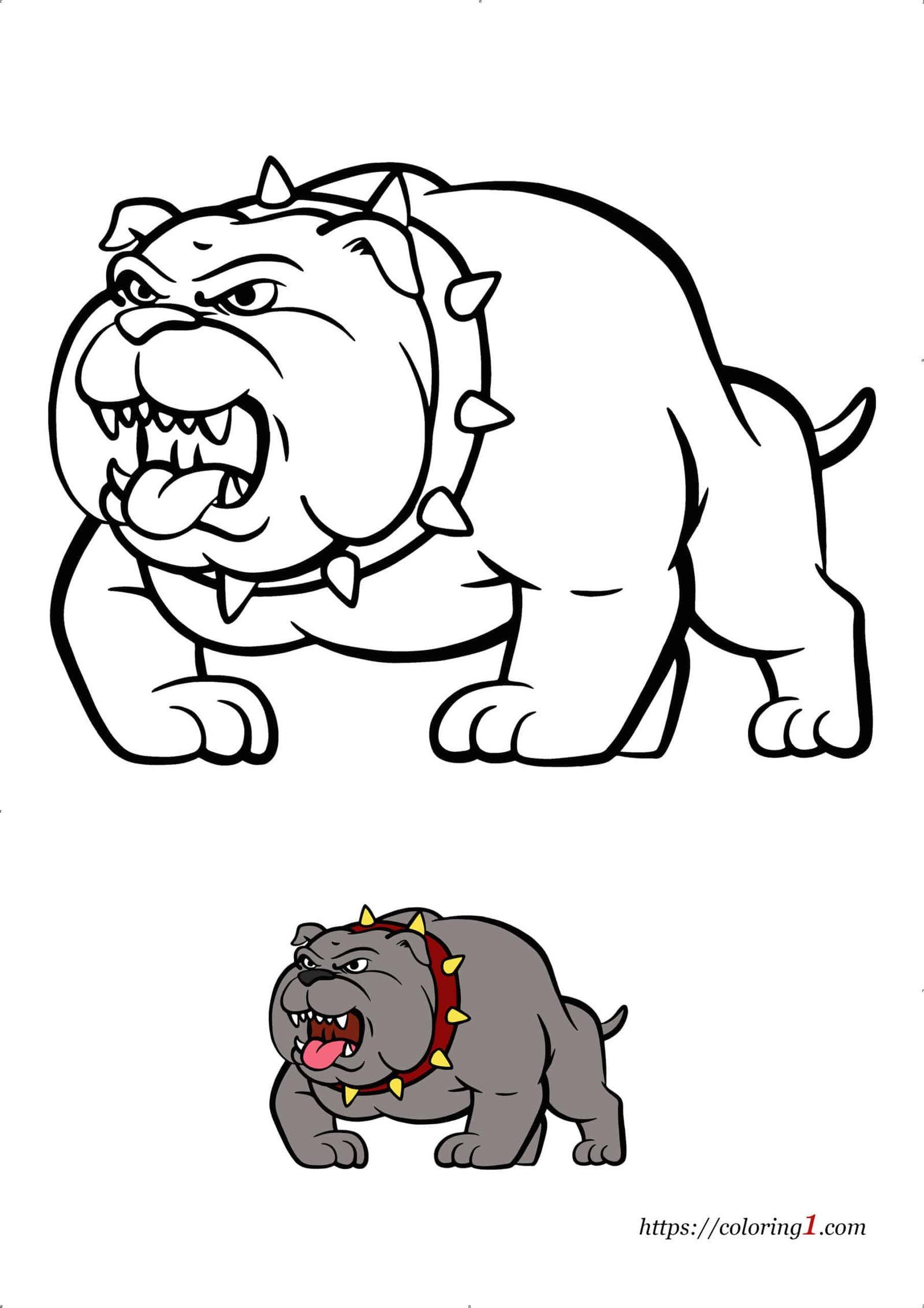 Bull Dog Breed coloring page to print with sample