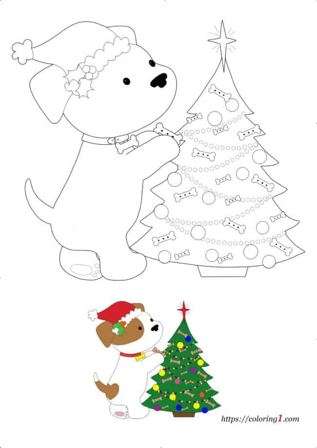 Hoe te kleuren kerst hond kleurplaat