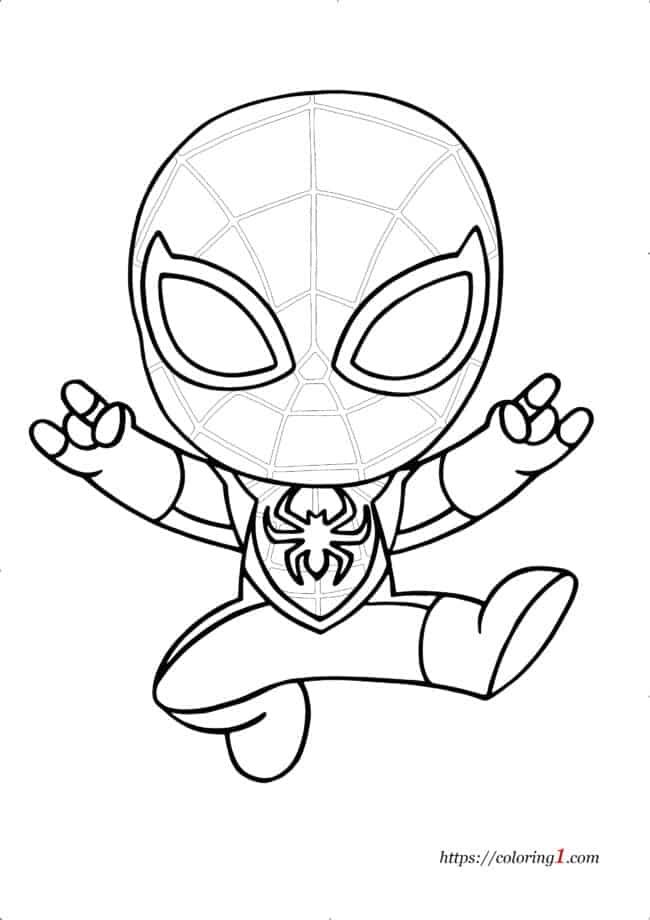 Schattige Miles Morales Spiderman kleurplaat