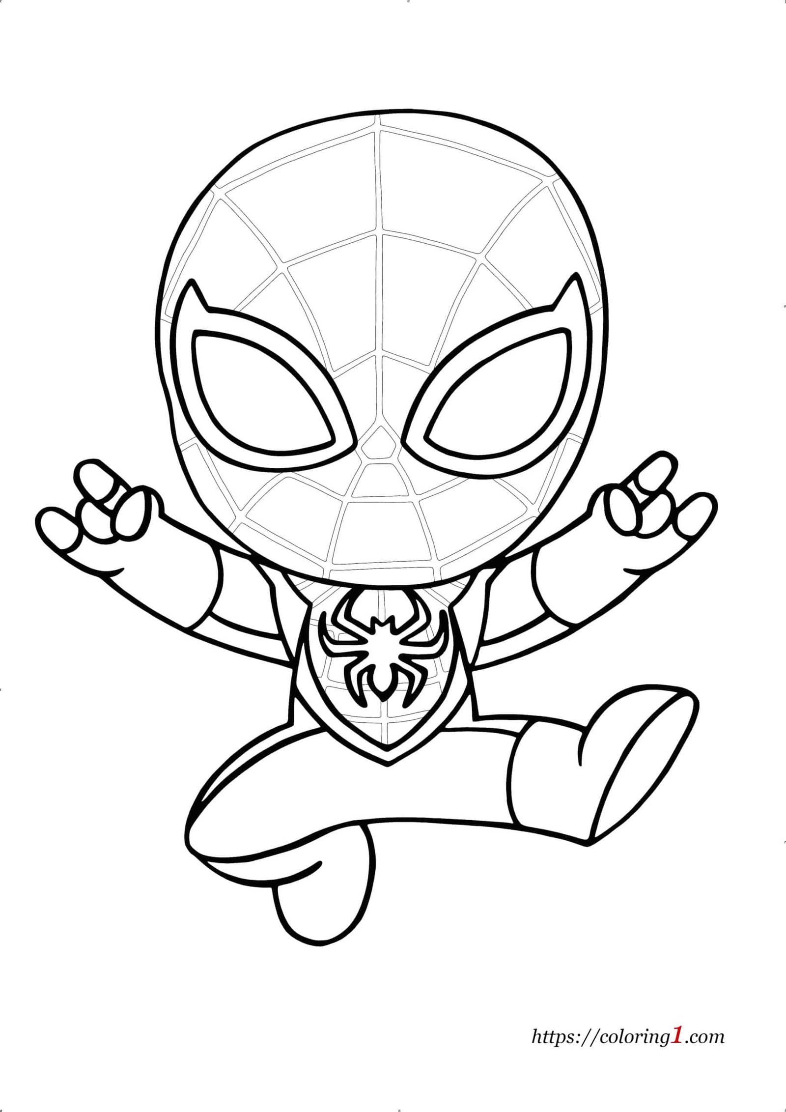 Schattige Miles Morales Spiderman kleurplaat