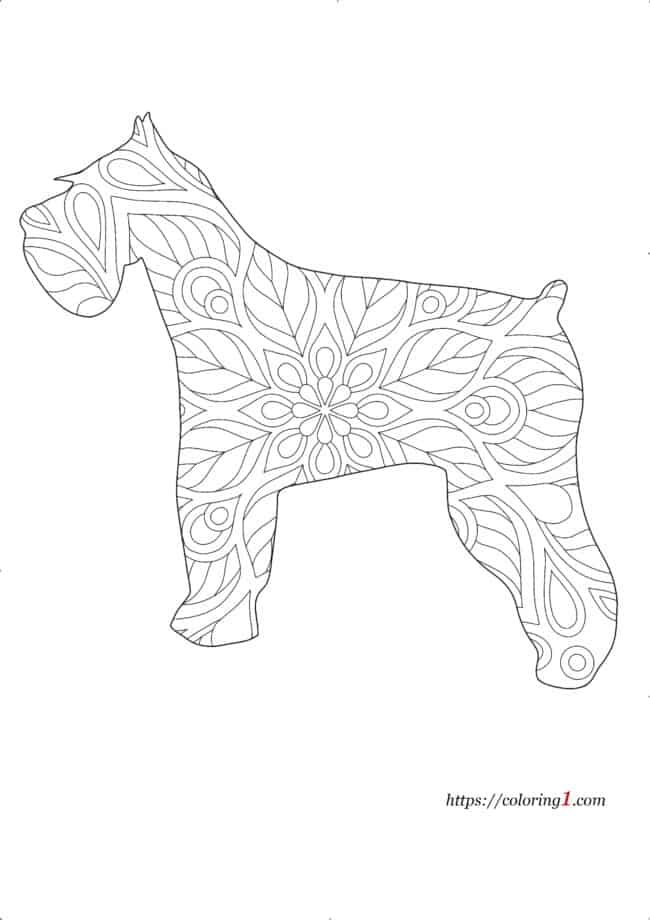 Dog Mandala coloring page to print for adults