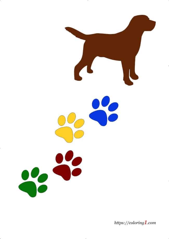 Dog Paw and Dog image to print pdf