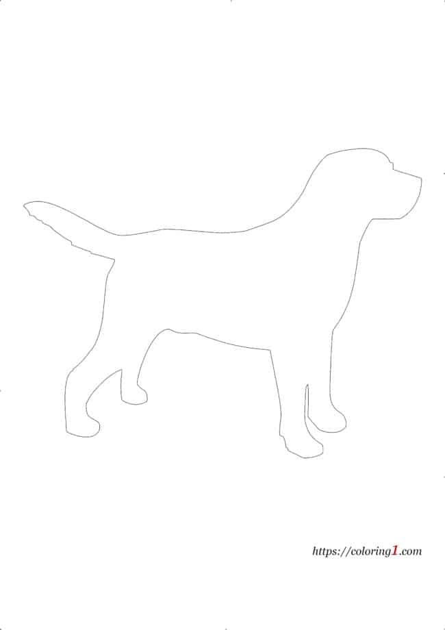 Dog Silhouette easy coloring sheet to print
