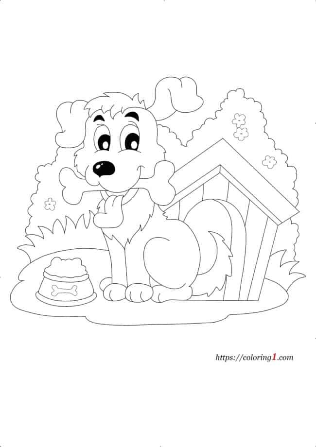 Dog with Bone coloring page