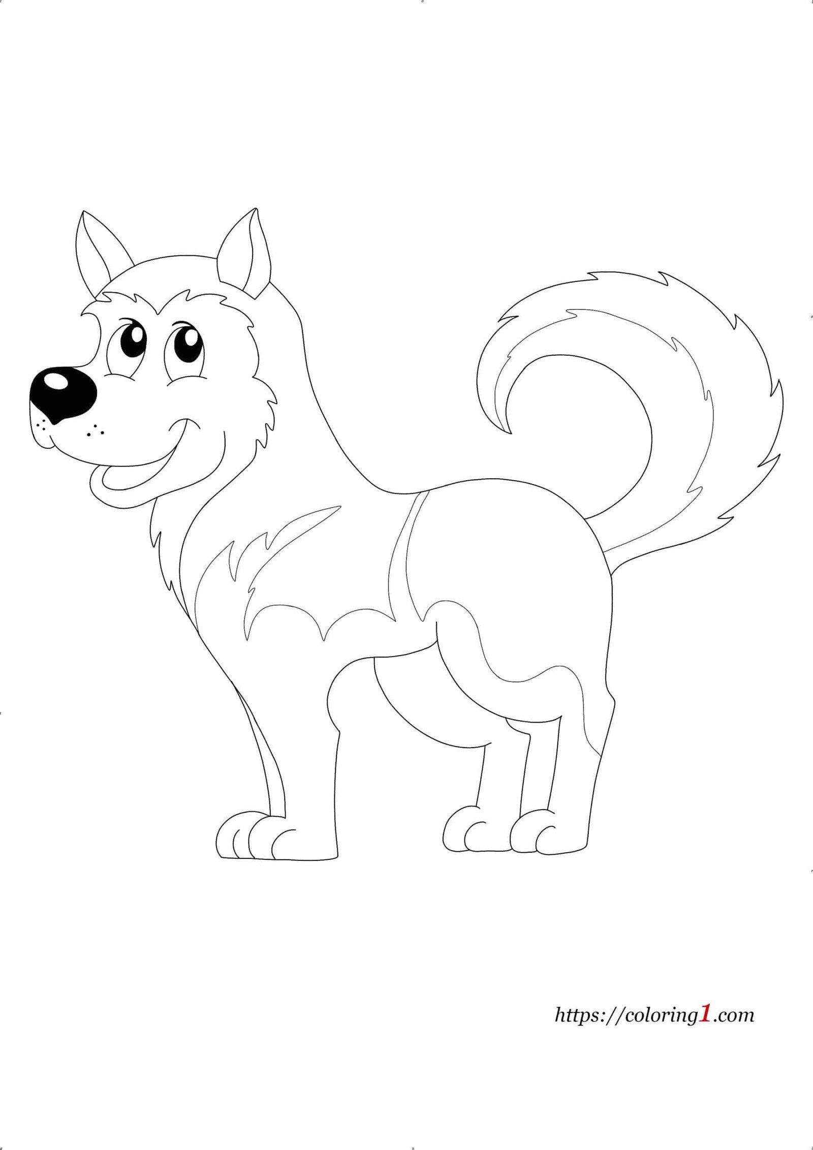 Kleurplaat Husky Hond