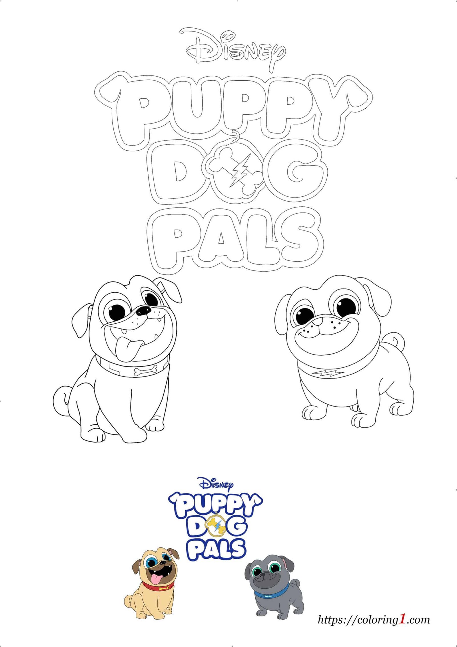 Puppy Dog Pals free printable coloring page for kids