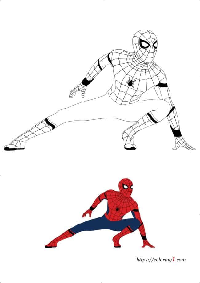 Spiderman Homecoming free printable coloring page for adults and kids