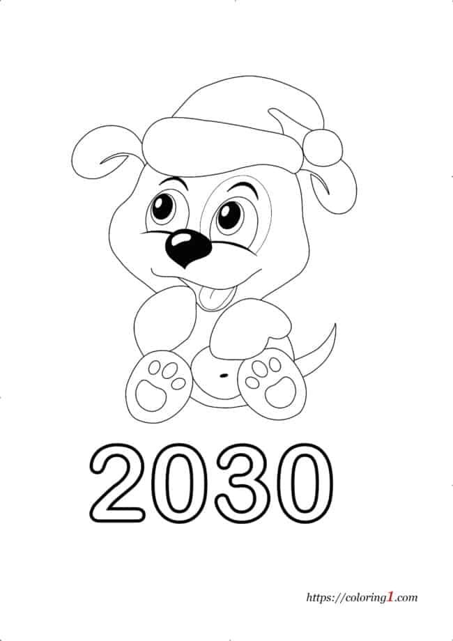 Jaar van de Hond 2030 kleurplaat
