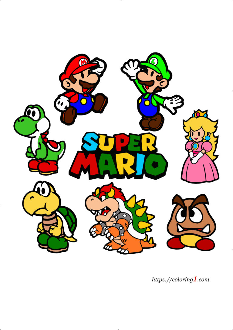 Mario Characters Coloring Pages - 2 Free Coloring Sheets (2021)