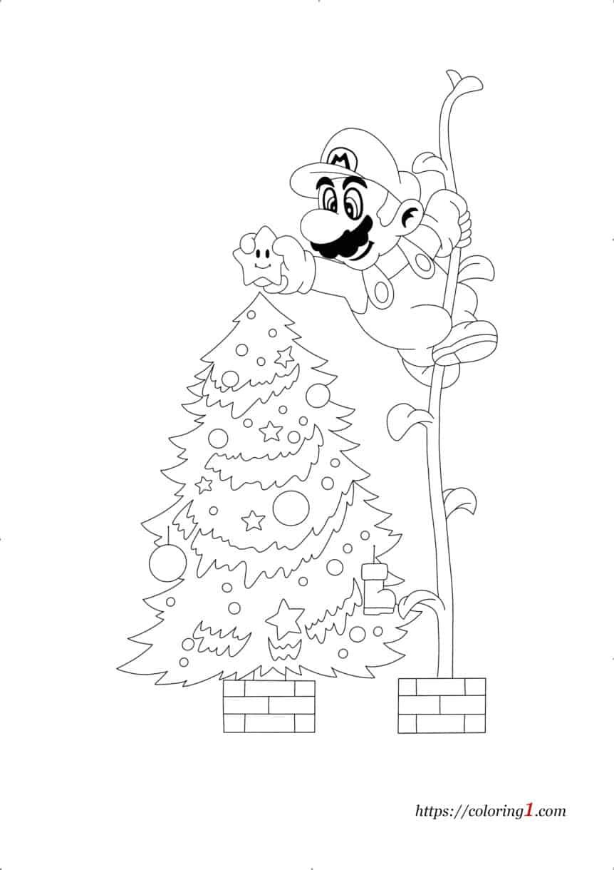 Mario Christmas Coloring Pages - 2 Free Coloring Sheets (2021)