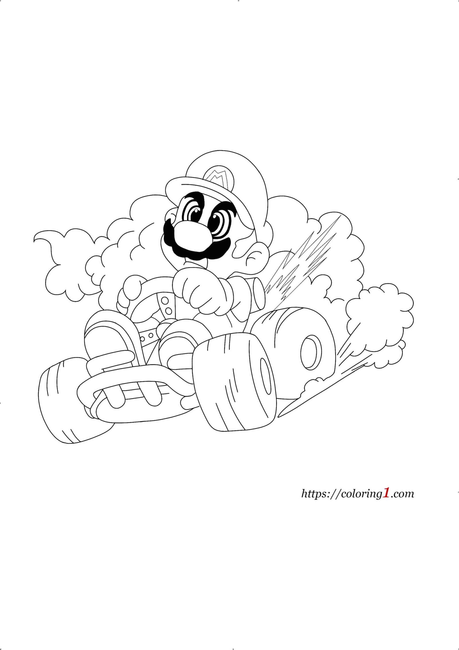 Mario Kart coloring page to print for kids