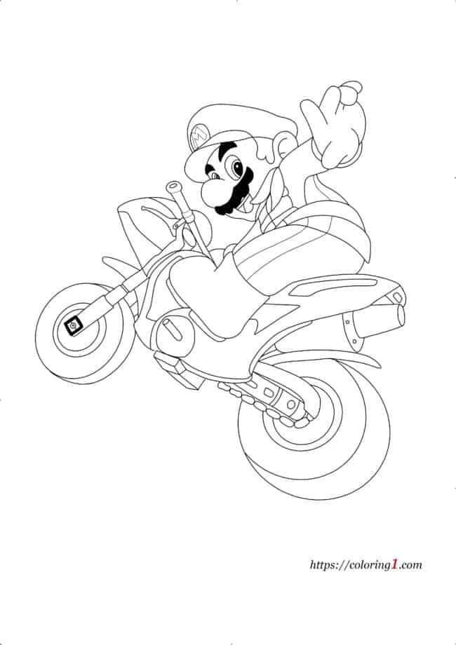 Mario Motorcycle coloring page