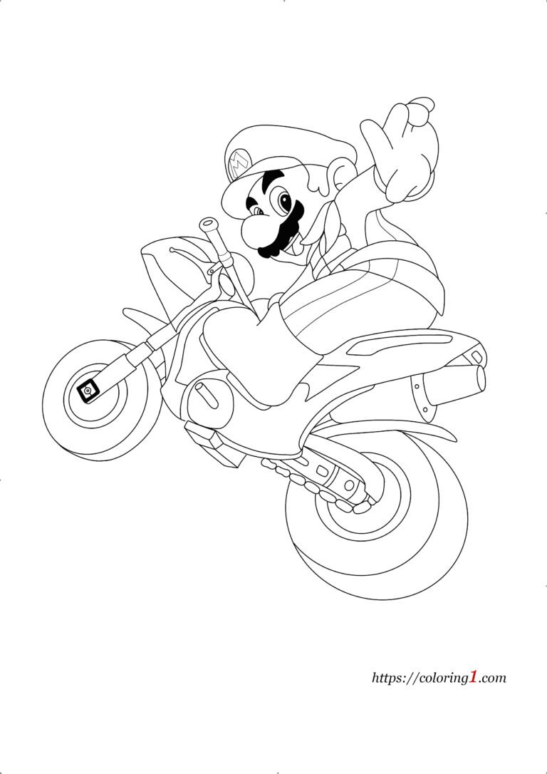 Mario Motorcycle Coloring Pages - 2 Free Coloring Sheets (2021)