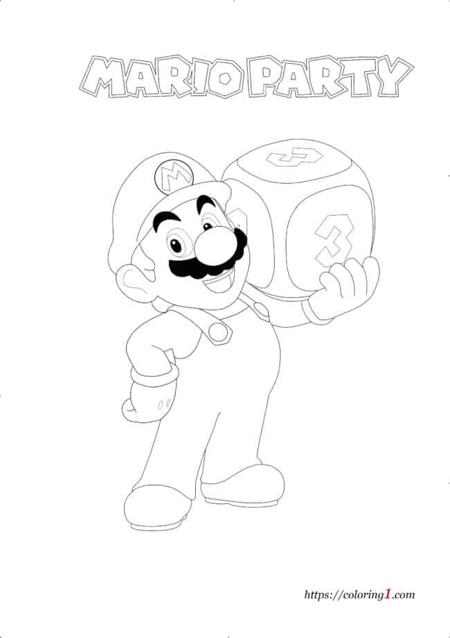 Kleurplaat Mario Party